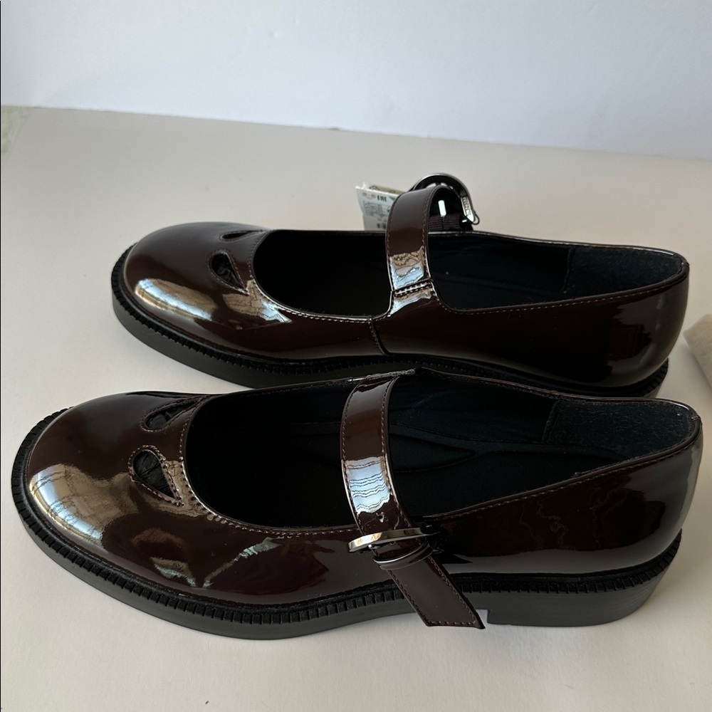 Zara Women’s Platform Mary Jane Shoes Size 8 Color Burgundy - Picture 3 of 17